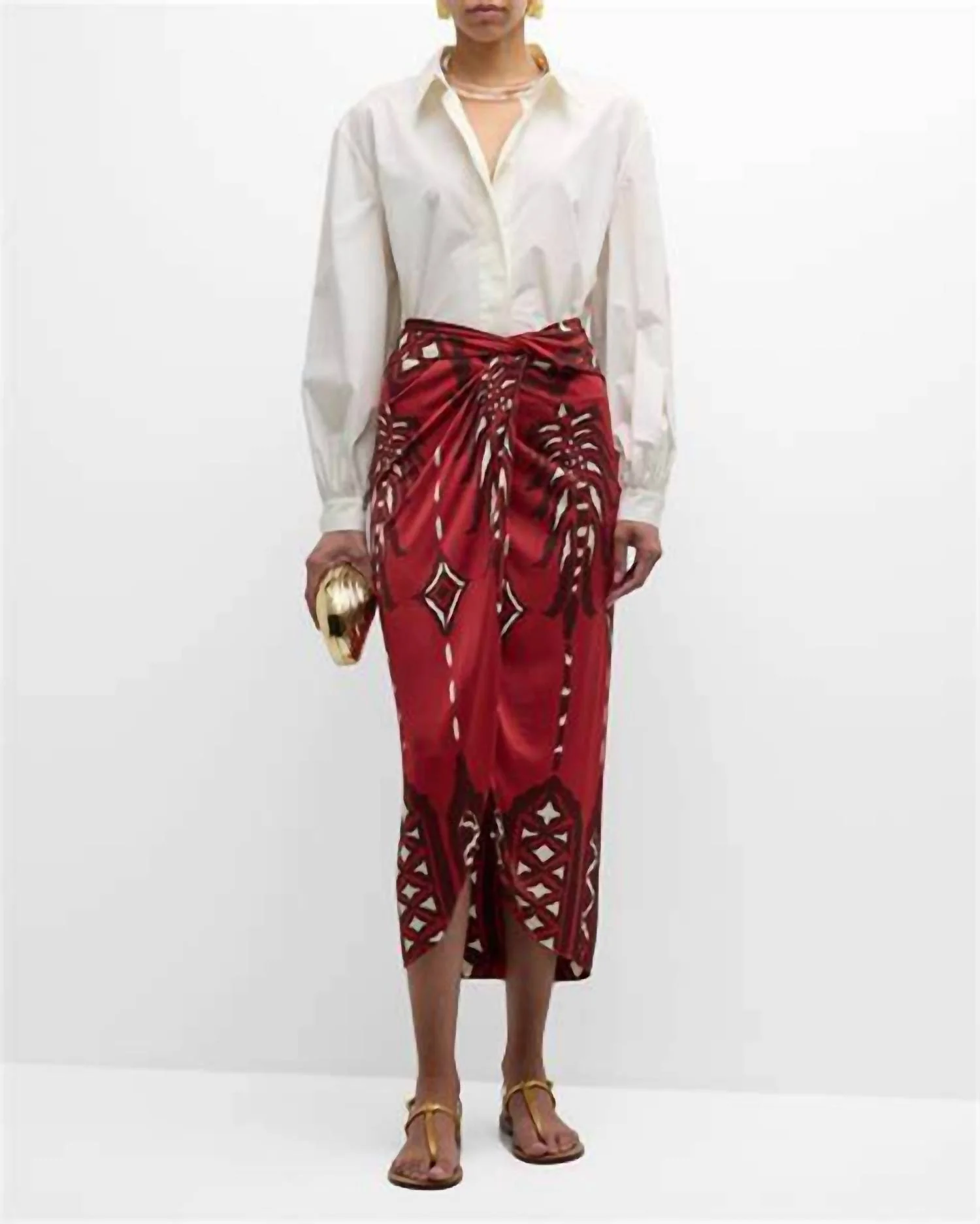 Avanyu Skirt In Red Wine Ecru