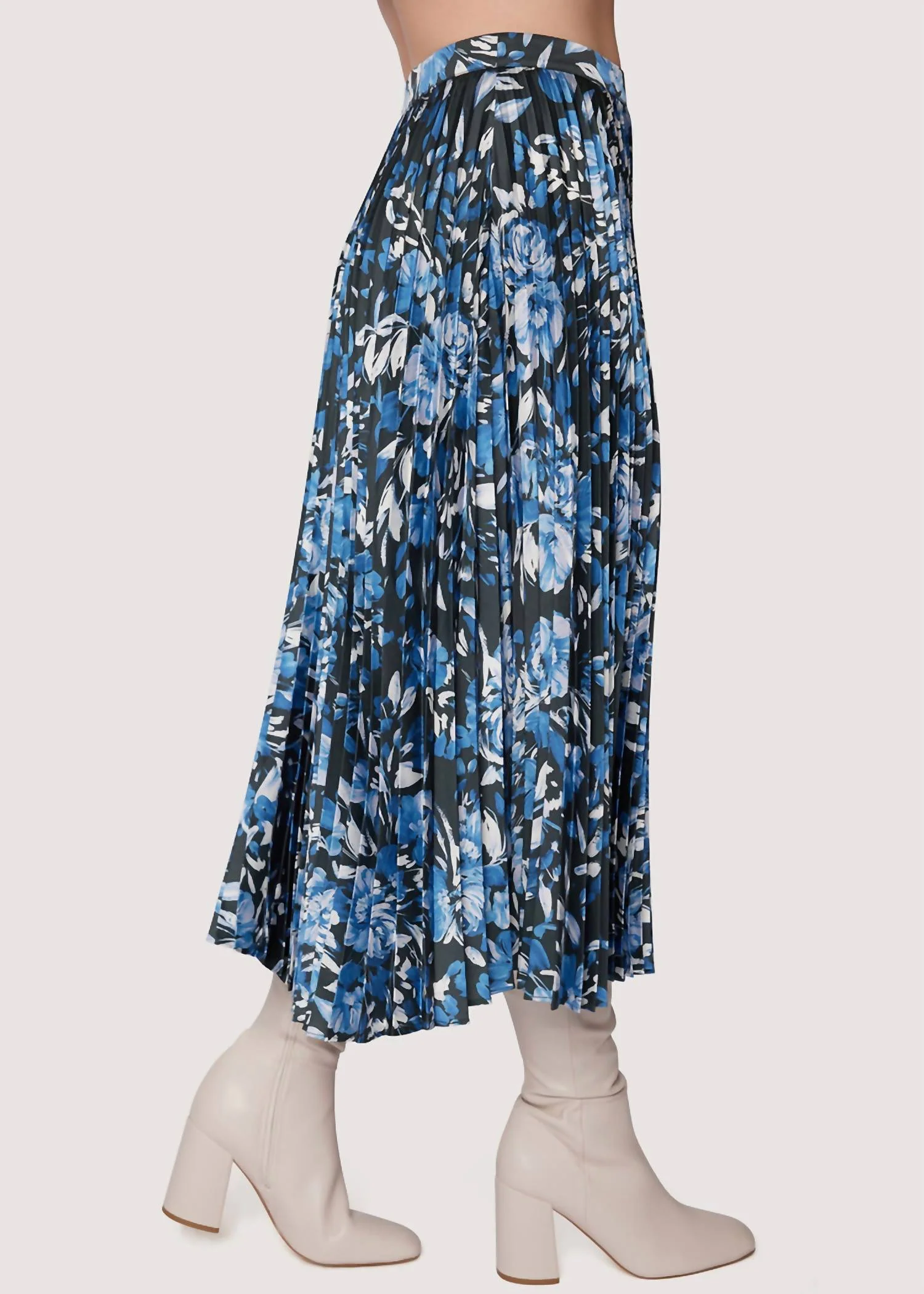 Parsian Bleu Midi Skirt In Blue-Floral