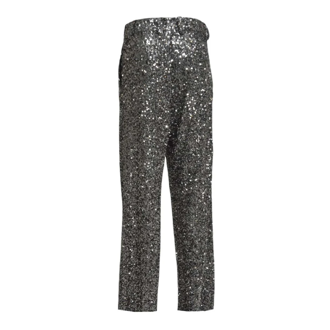 Straight-Leg Pants With Micro Sequin Detailing