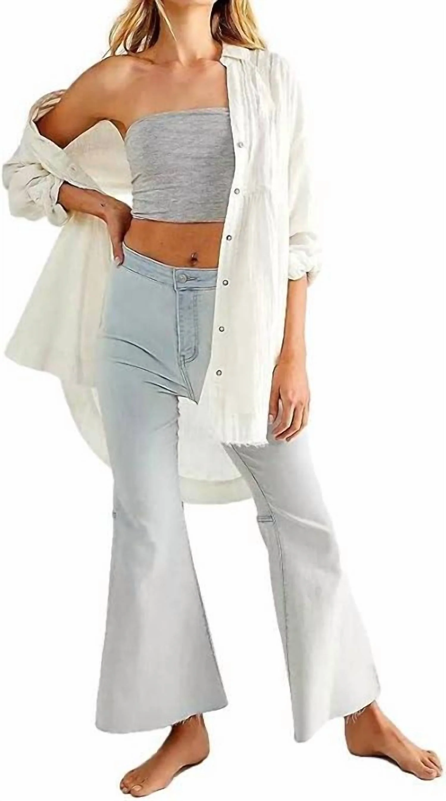 Youthquake Crop Flare Jean In Bleachout