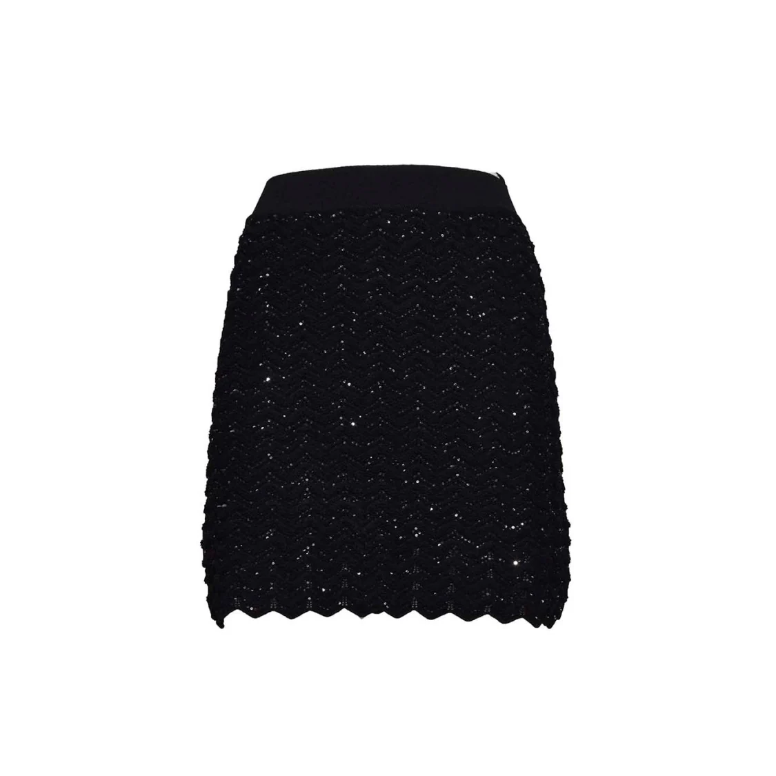 Black Sequined Viscose Skirt