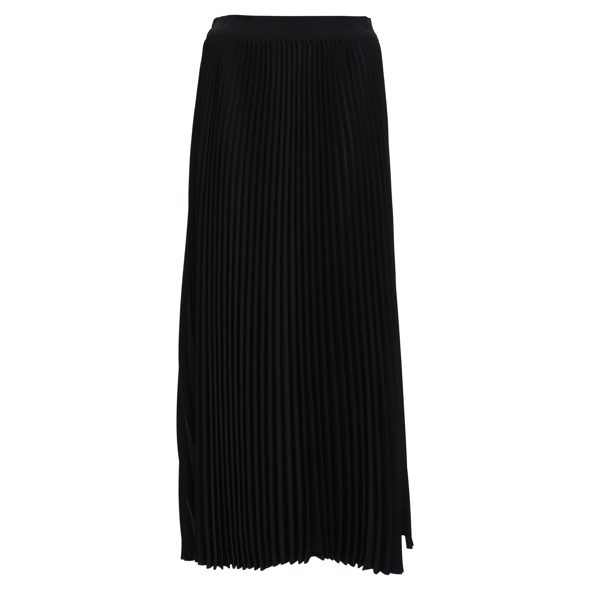 CO Pleated Midi Skirt in Black Polyester