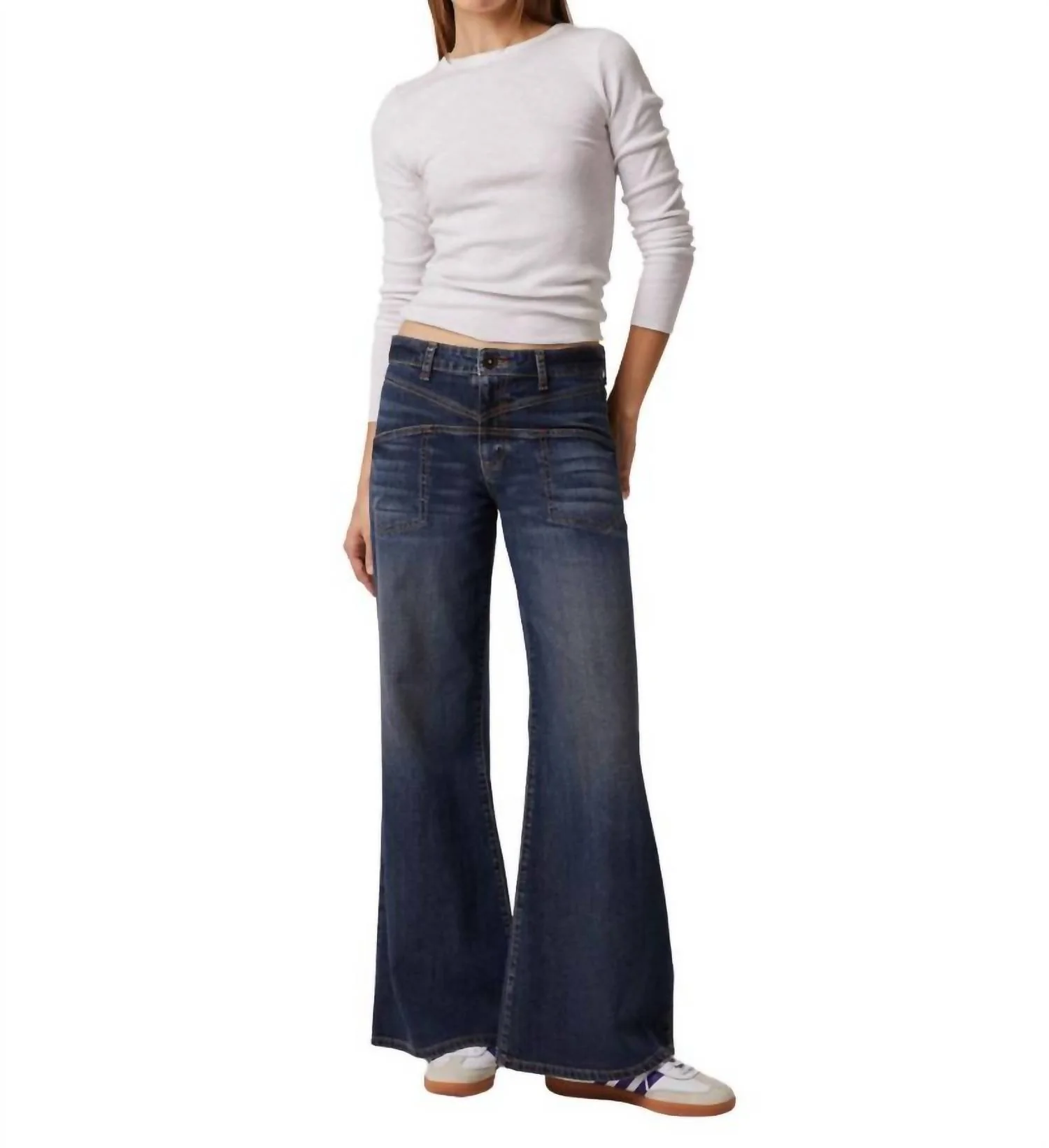 Cary High Rise Wide Leg Jeans In Dark Lorient Wash