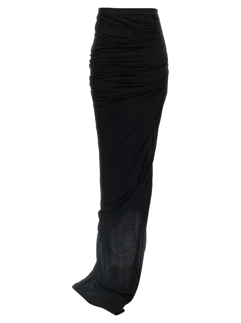 Semi-Transparent Long Skirt With Front Draping