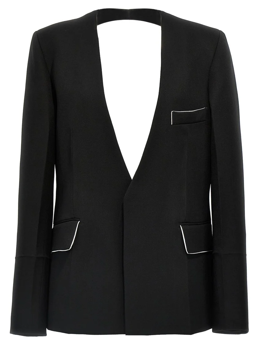 Shrunken Collarless Open-Back' Blazer
