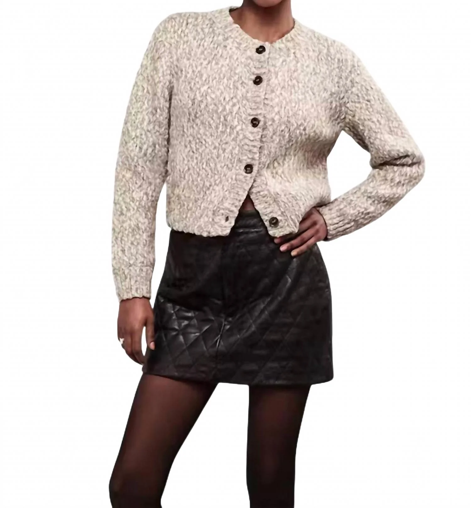 Quilted Leather Mini Skirt In Black