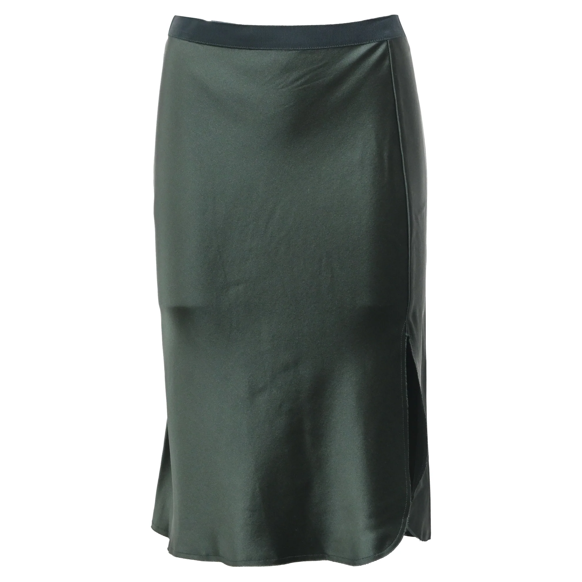 Nili Lotan Lillie Knee Length Skirt in Green Silk