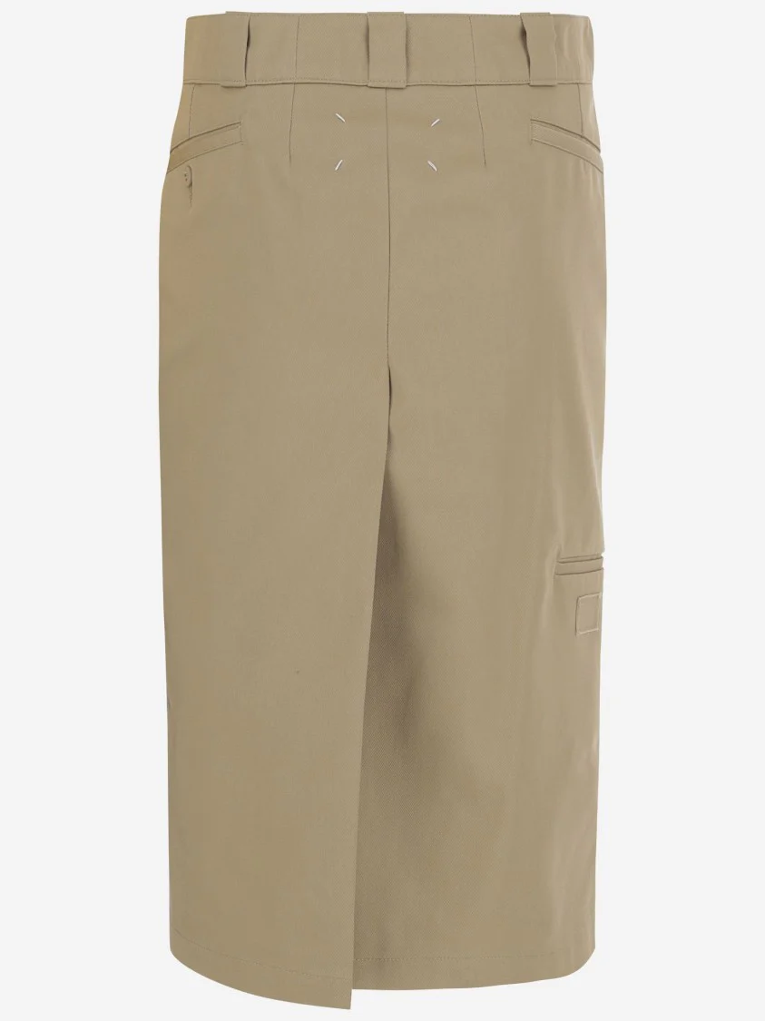 Cotton Blend Midi Skirt