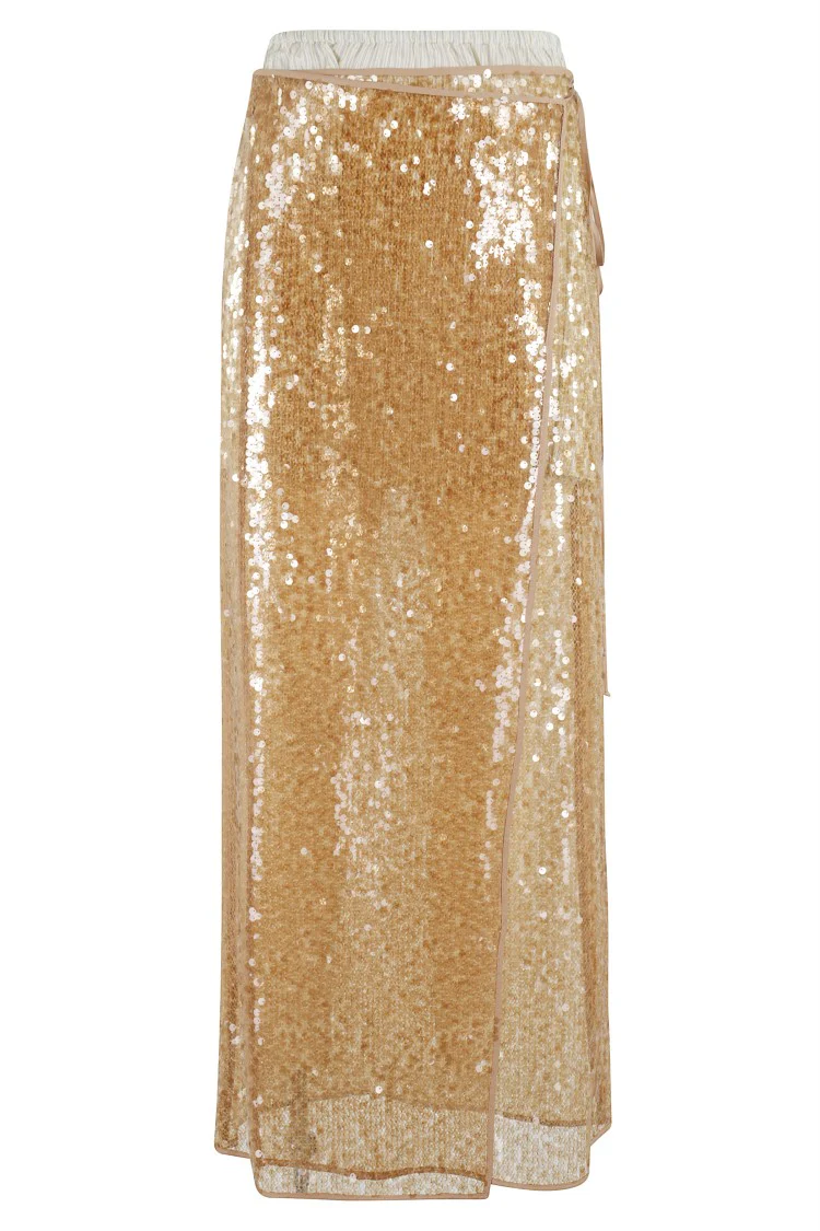 Wrap Skirt With All-Over Sequin Design