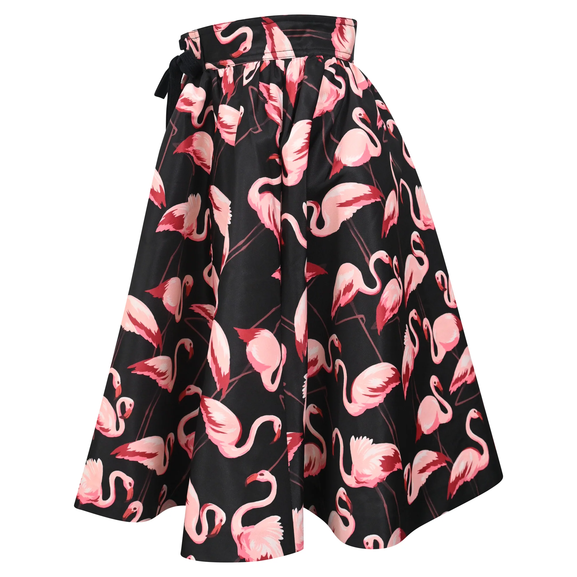 RED Valentino Flamingo Printed Skirt in Black Cotton