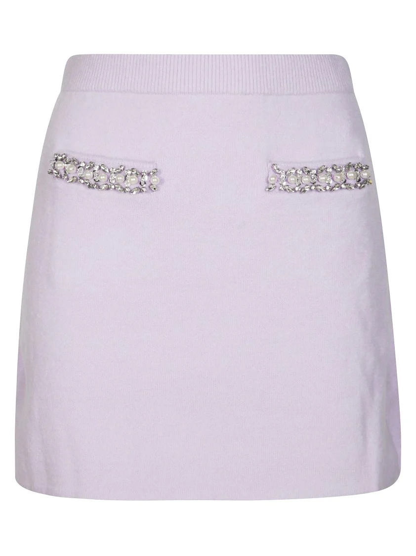 Fitted Knit Skirt With Ribbed Waistband
