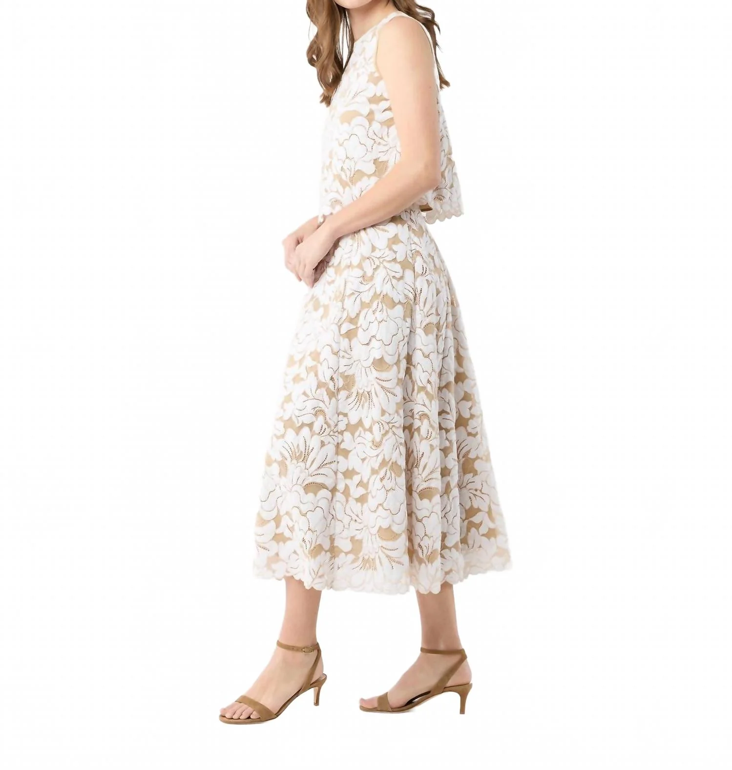 Nicola Circle Skirt In Ivor/khaki
