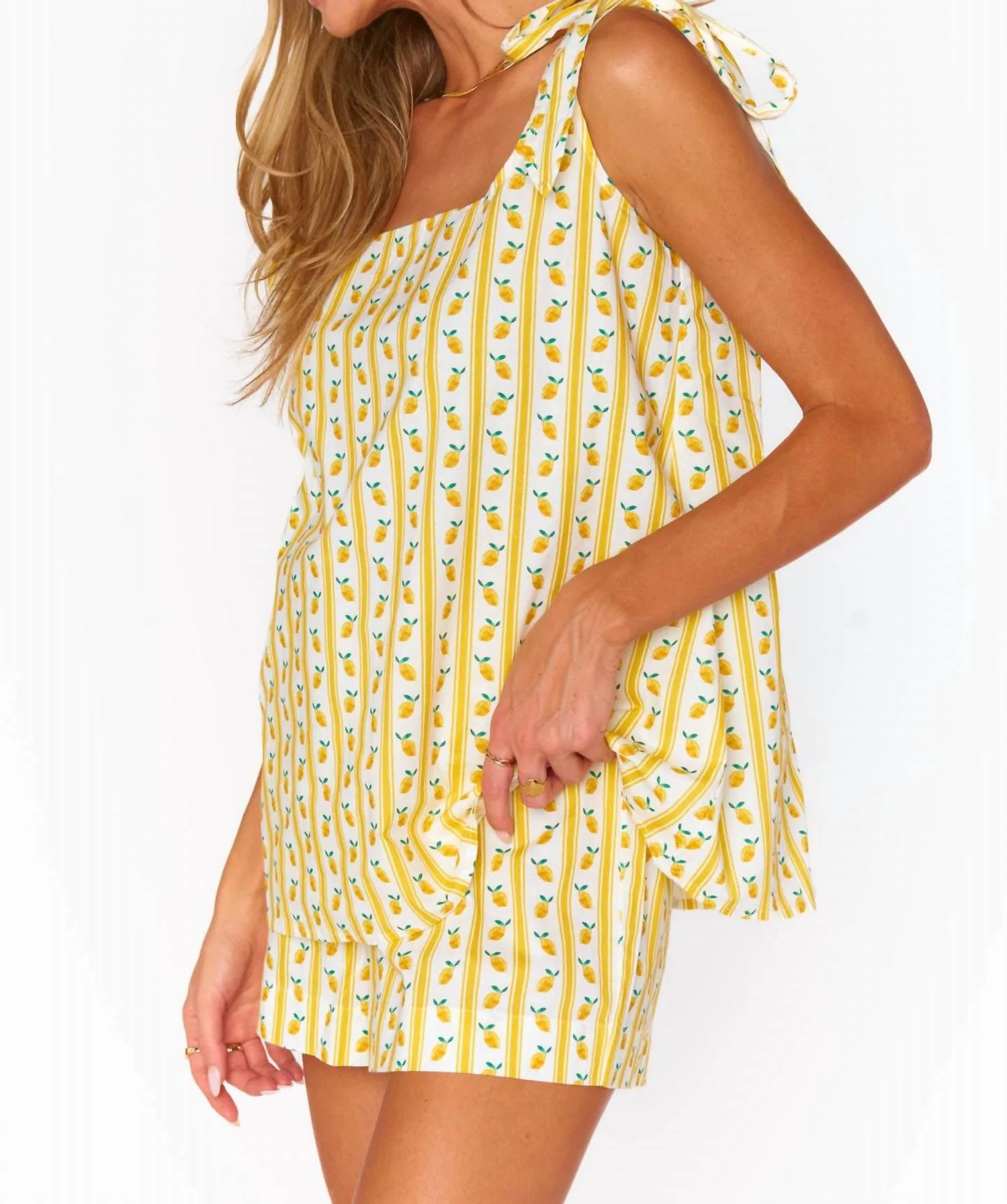 Britt Bow Pajama Set In Limoncello