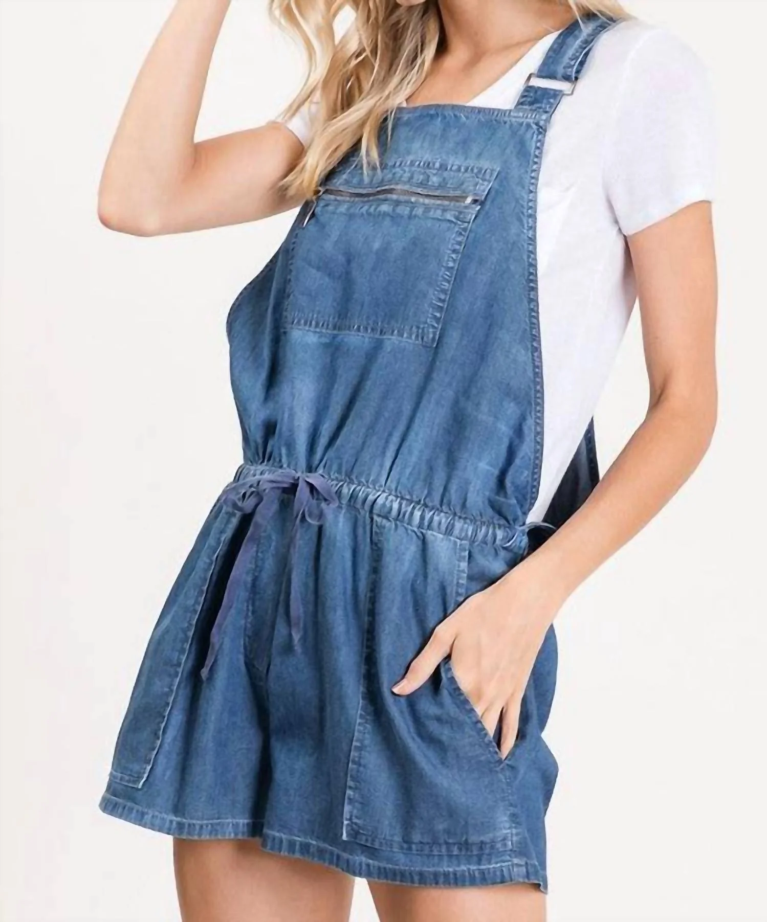 Denim Overall Shorts In Blue