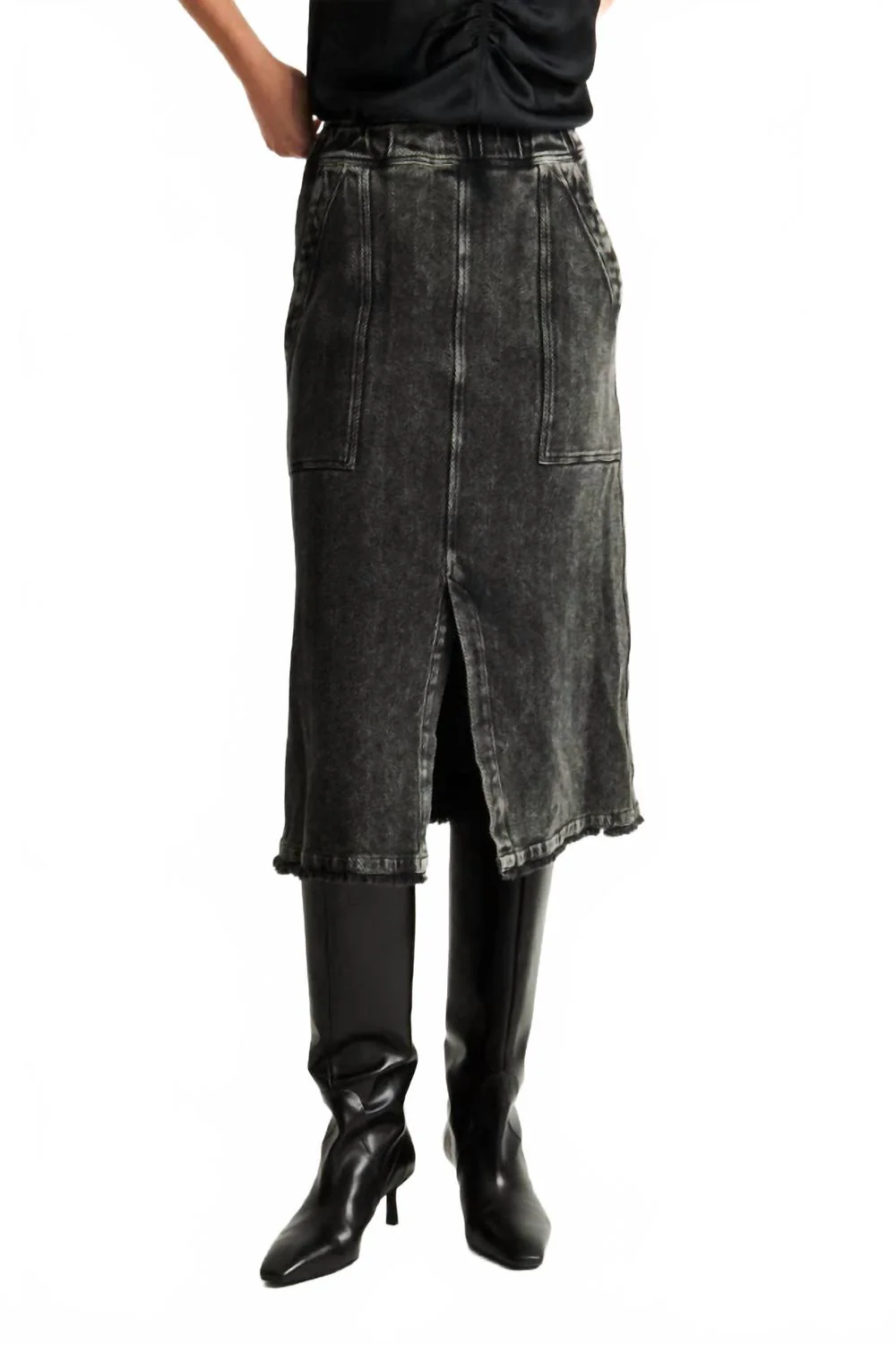 Twill Work Skirt In Faded Black