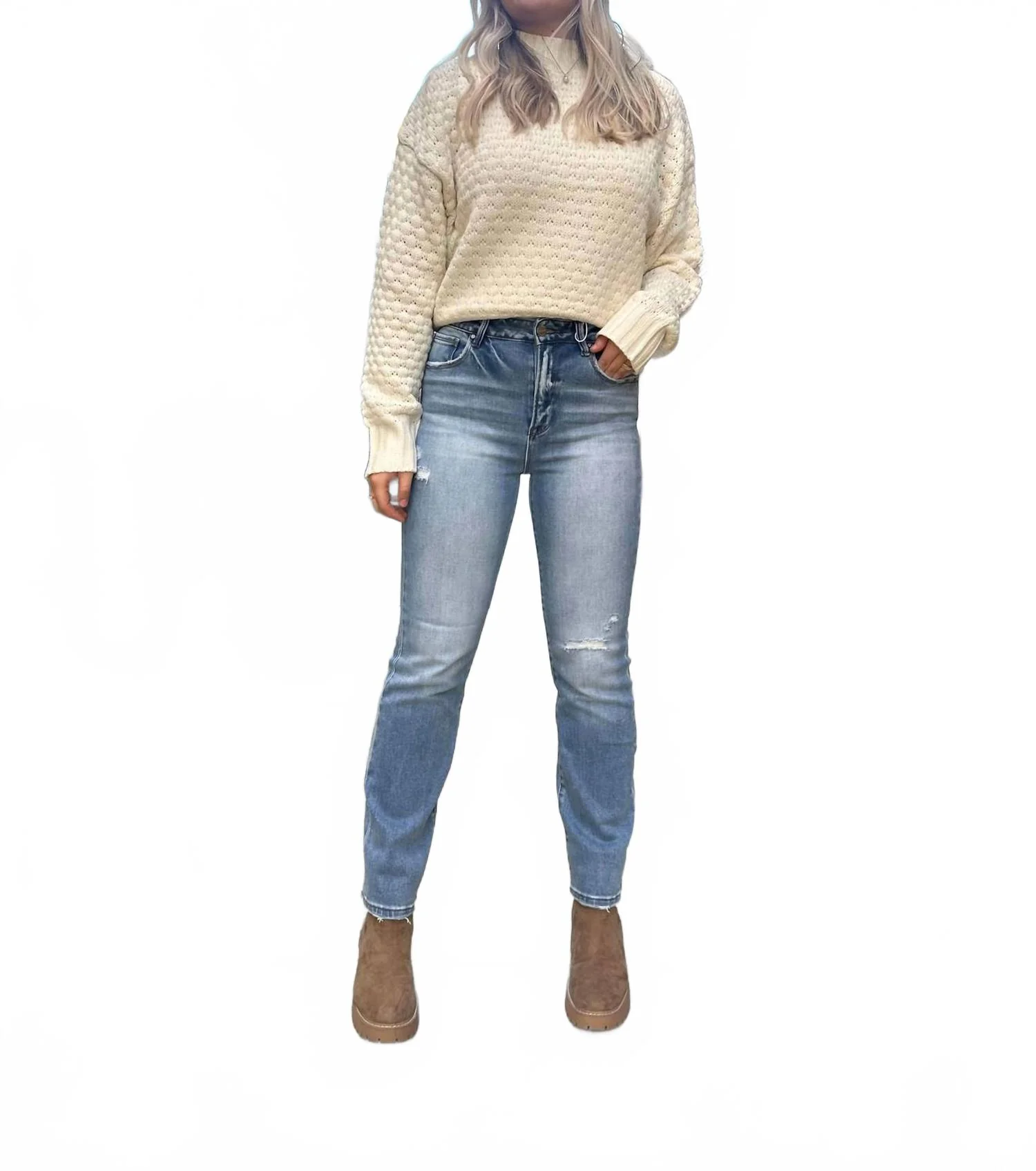 Markham High Rise Ankle Straight Jeans In Blue