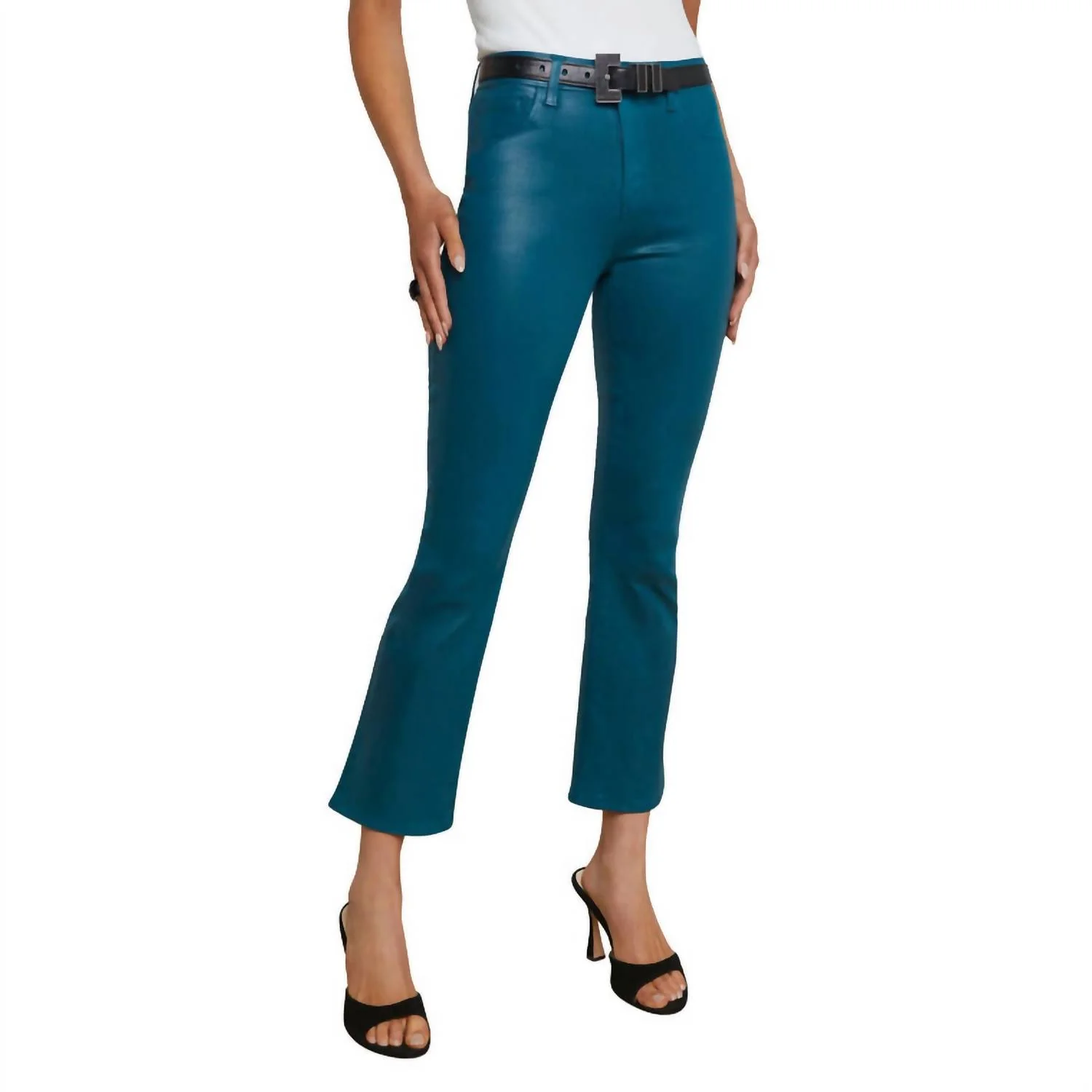 Tati High Rise Crop Micro Boot Jeans In Deep Teal