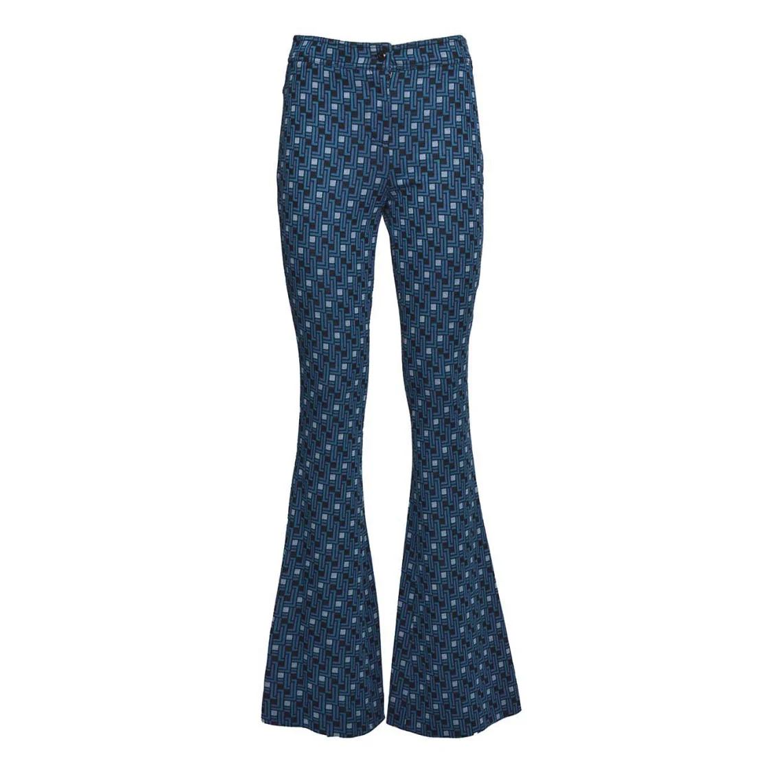 Geometric Jacquard Knit Flared-Leg Pants