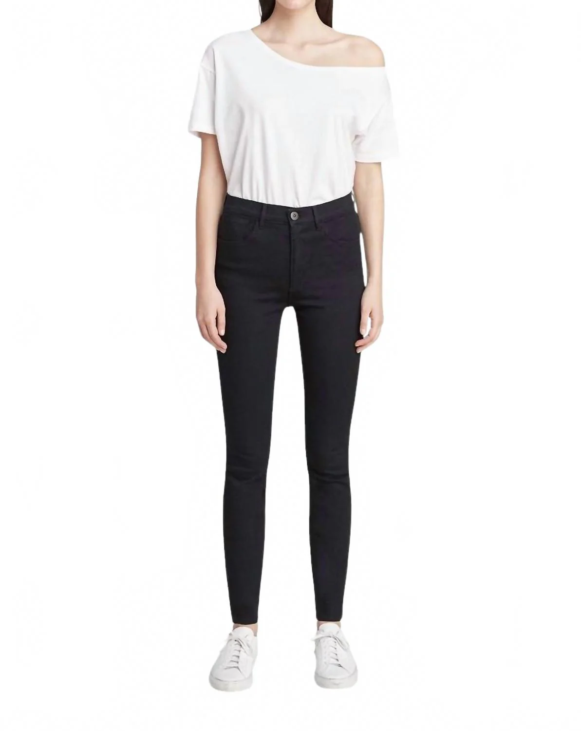 Channel Seam Skinny Jeans In Black