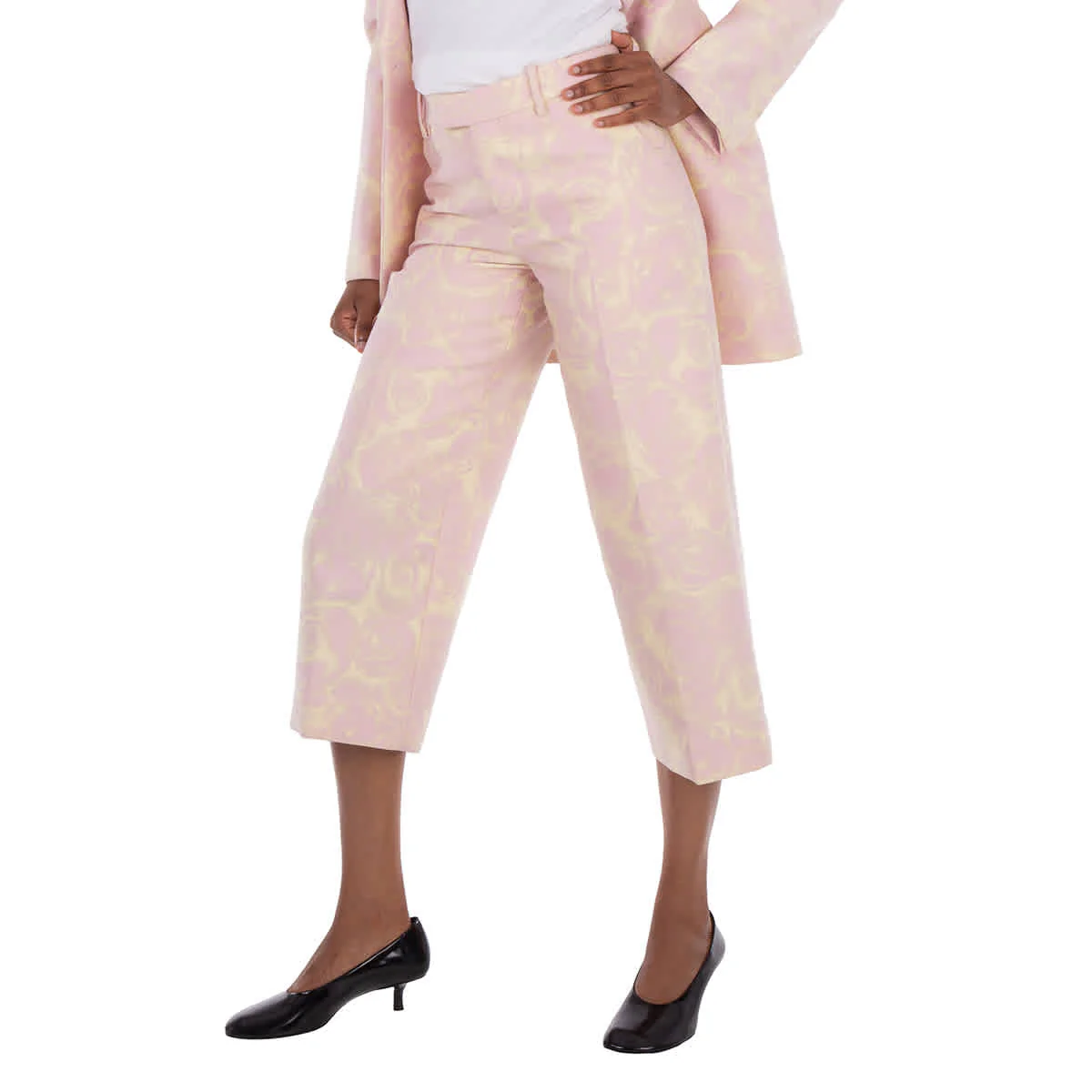 Burberry Rose Print Wool-Blend Trousers