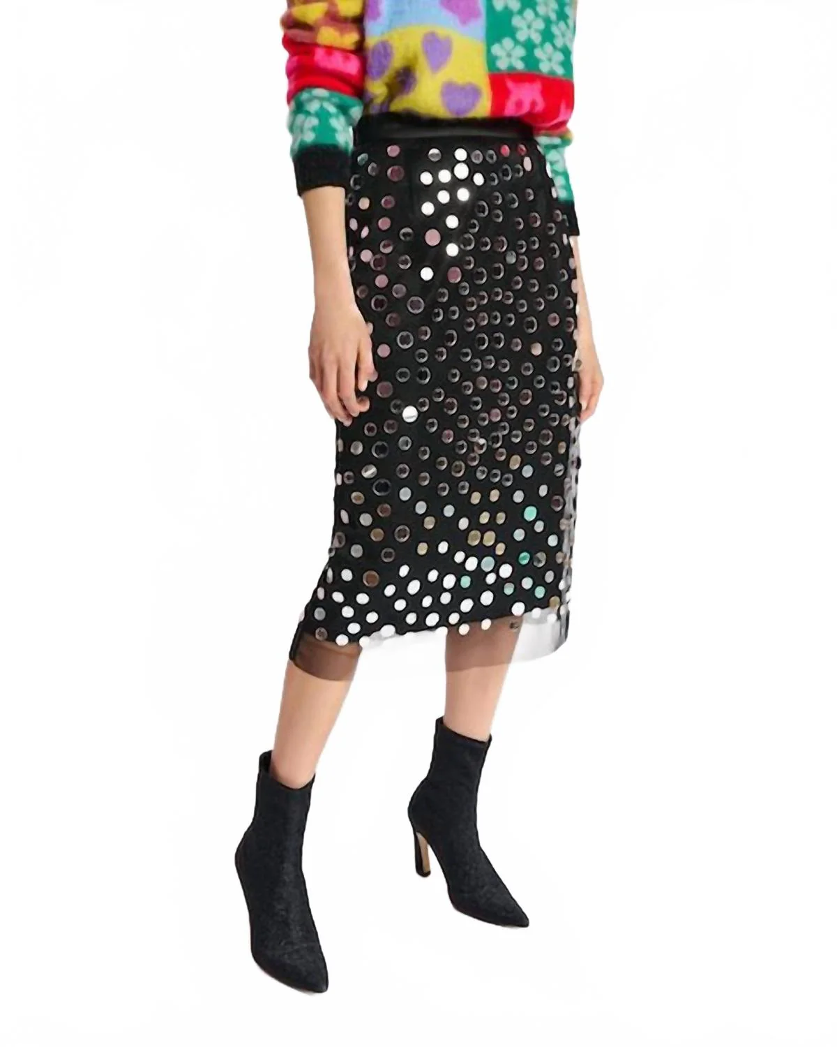 Crescent Skirt In Black/silver