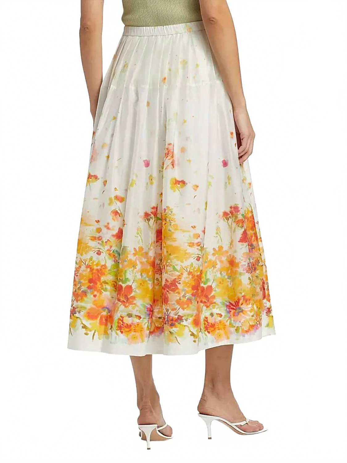 Alexia Organza Pleated Maxi Skirt In White Papaya