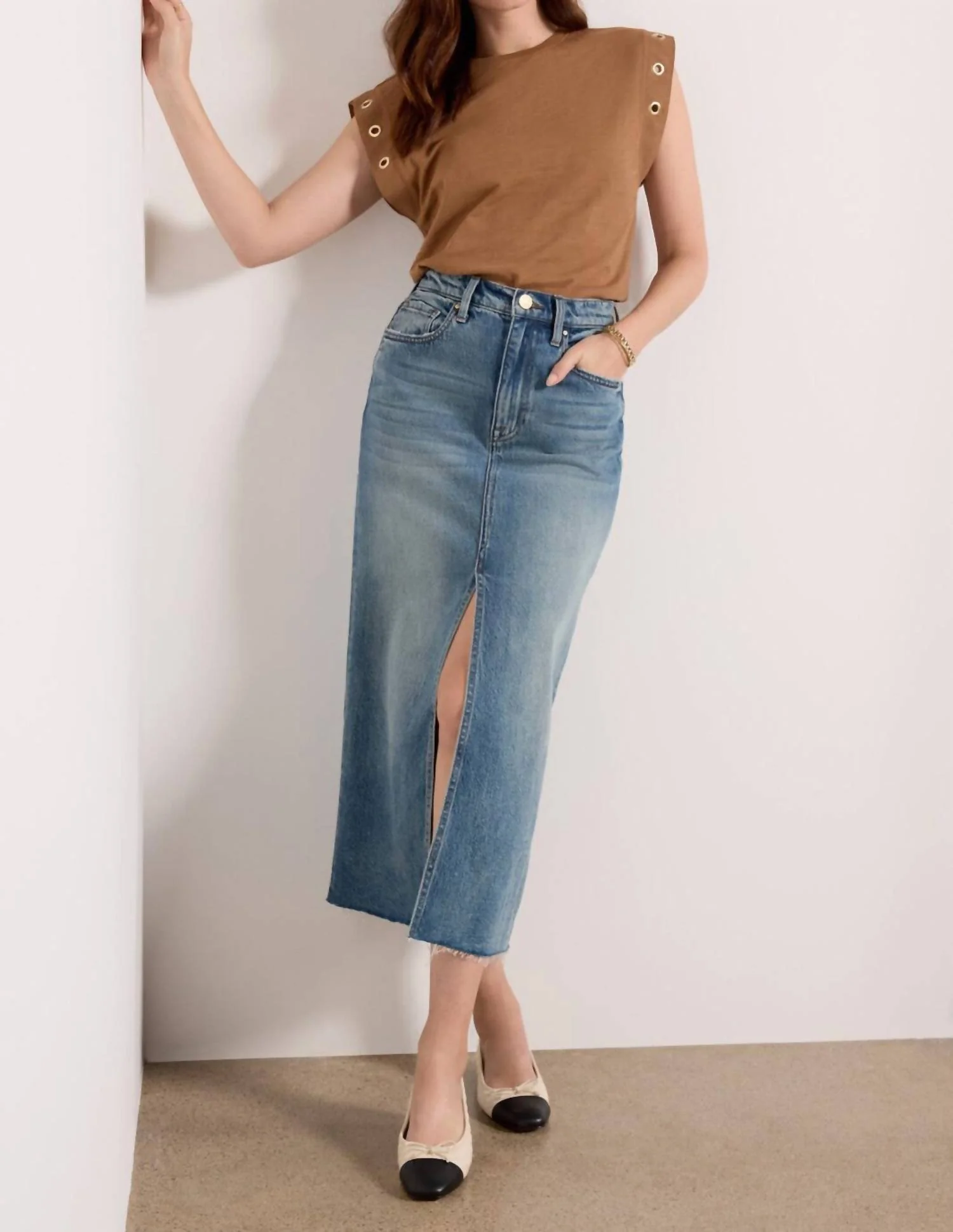 Jen Midi Skirt In Blue