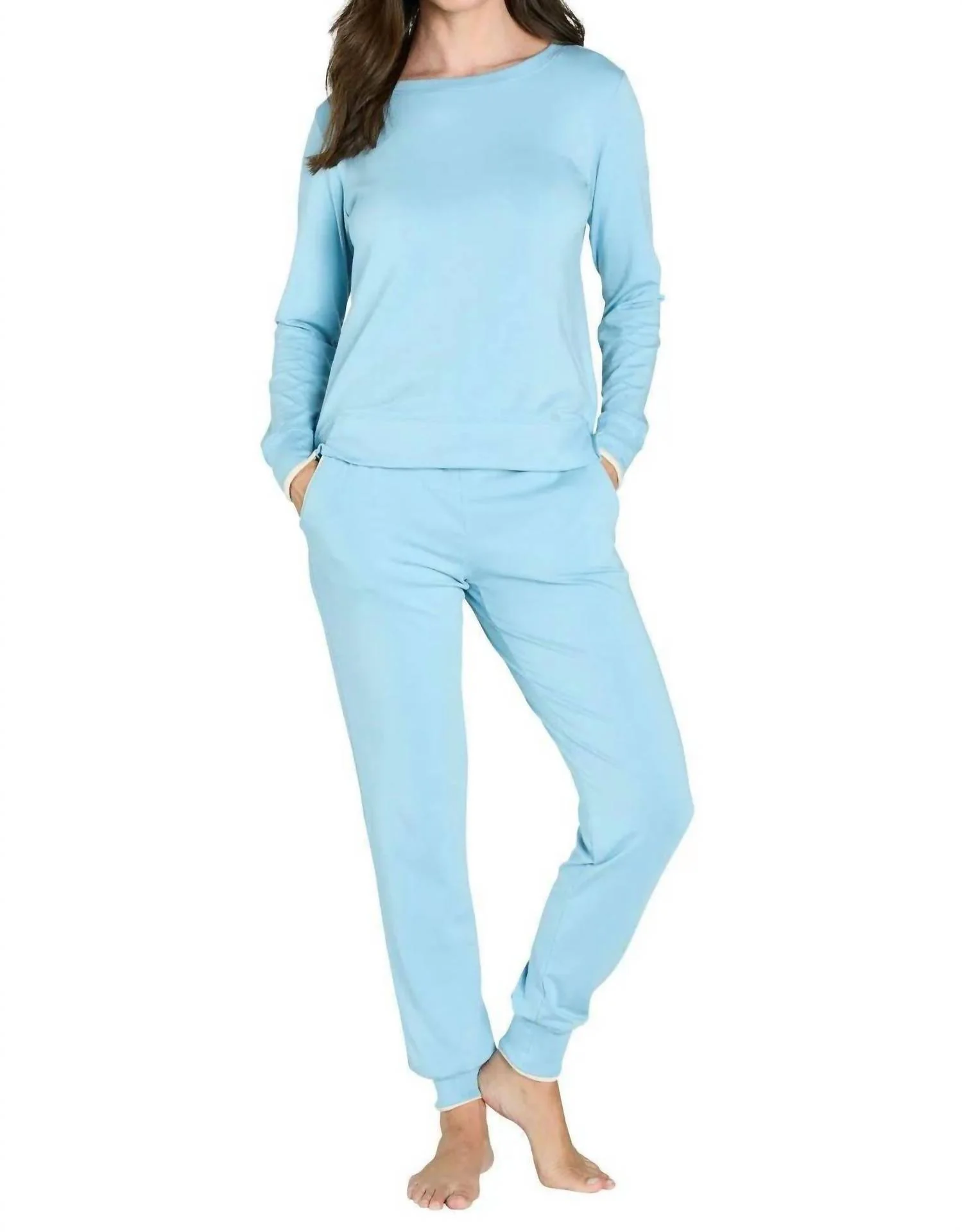 Calypso Long Sleeve Loungewear Set In Sky Blue