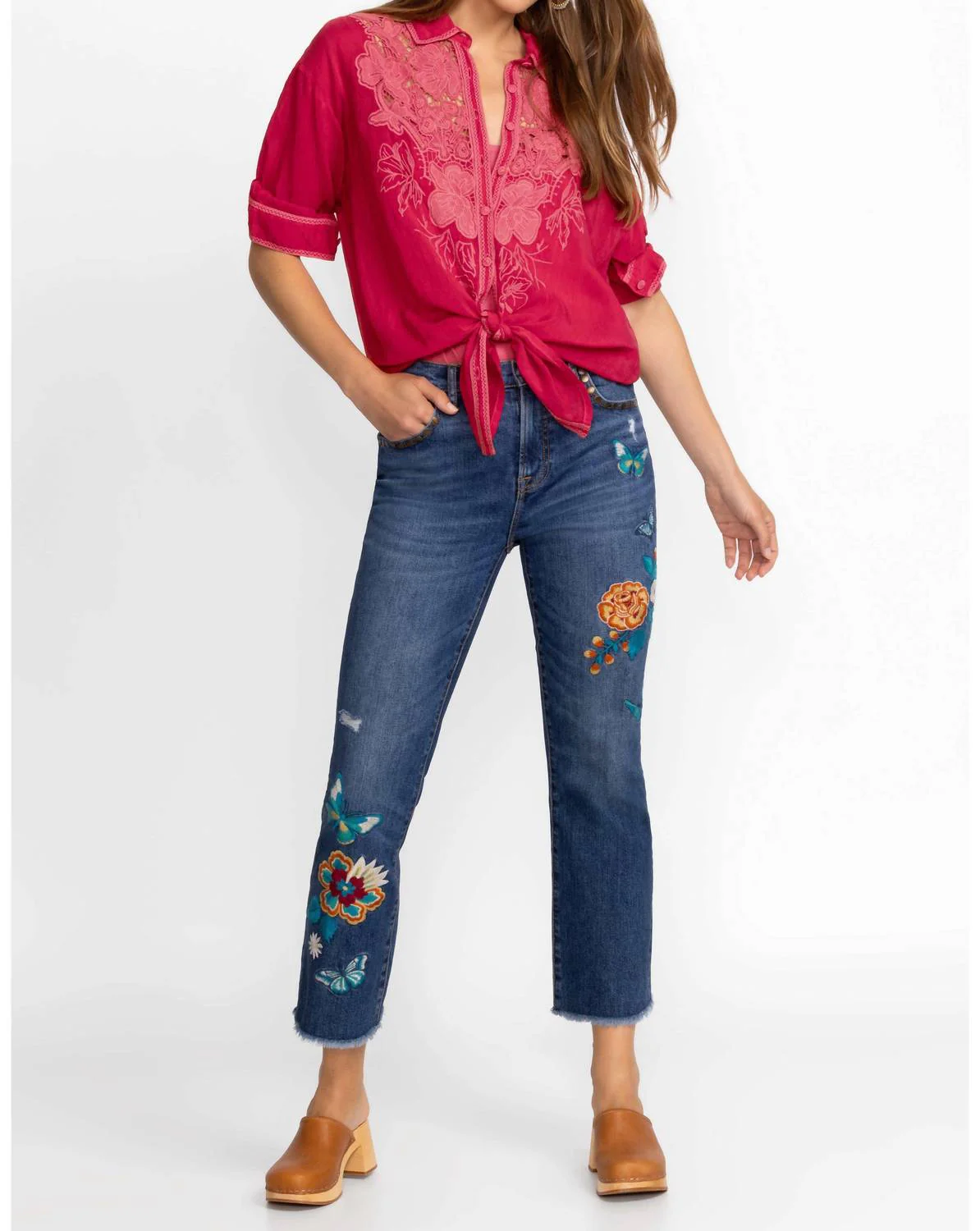 Taymia Cropped Baby Boot Jean In Medium Wash