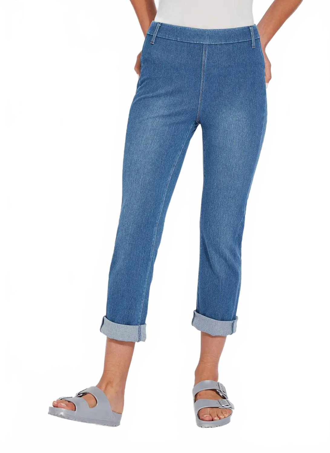 Can't Stop Crop Denim Pants In Mid Wash