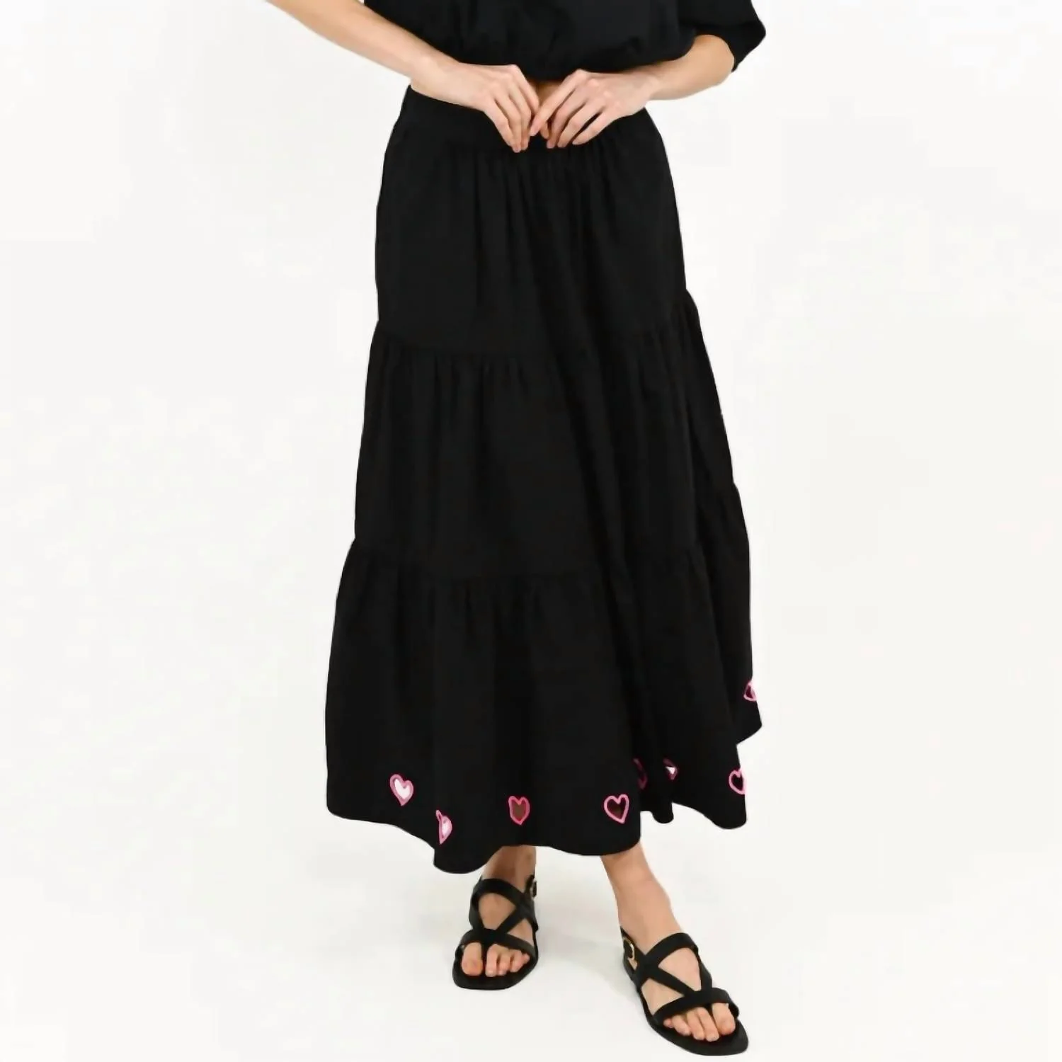 Gabrielle Maxi Skirt Hearts In Black