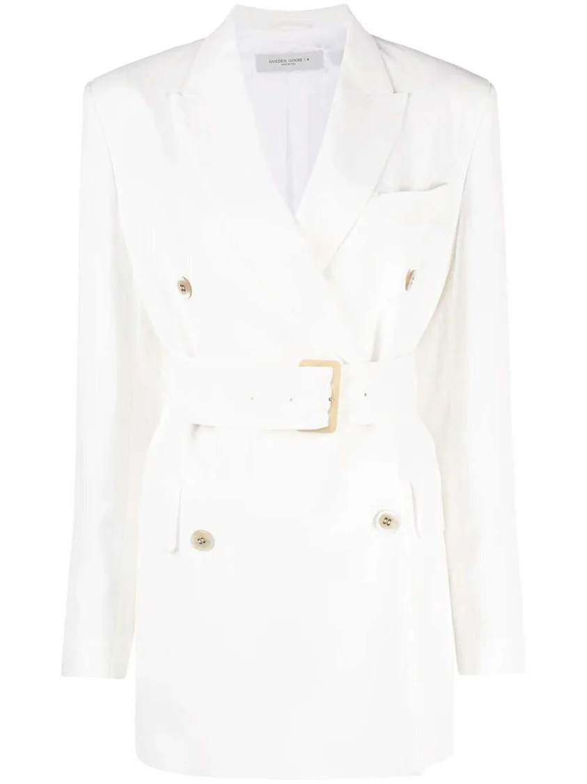 Double-Breasted Belted Blazer