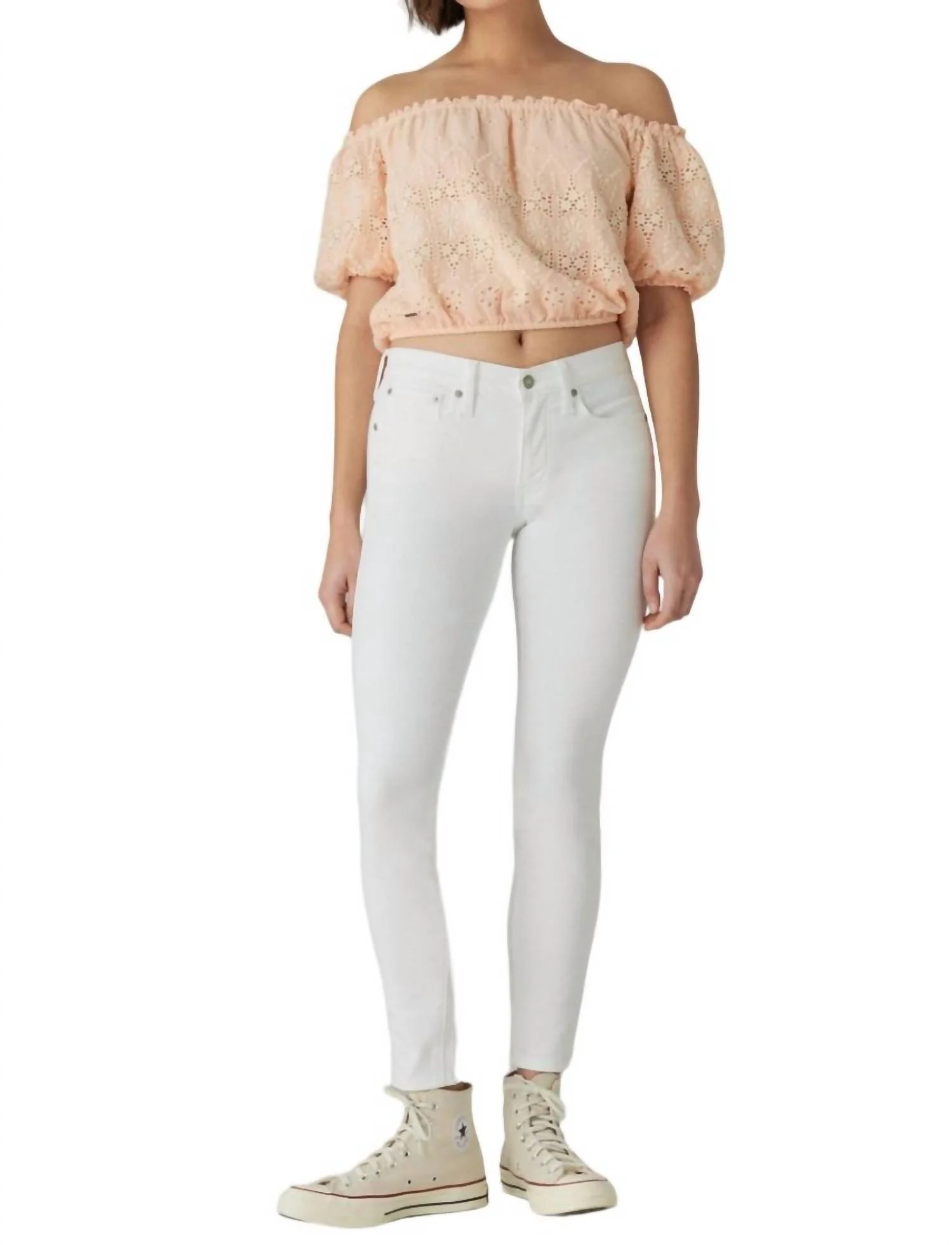 Mid Rise Ava Skinny Jeans In White
