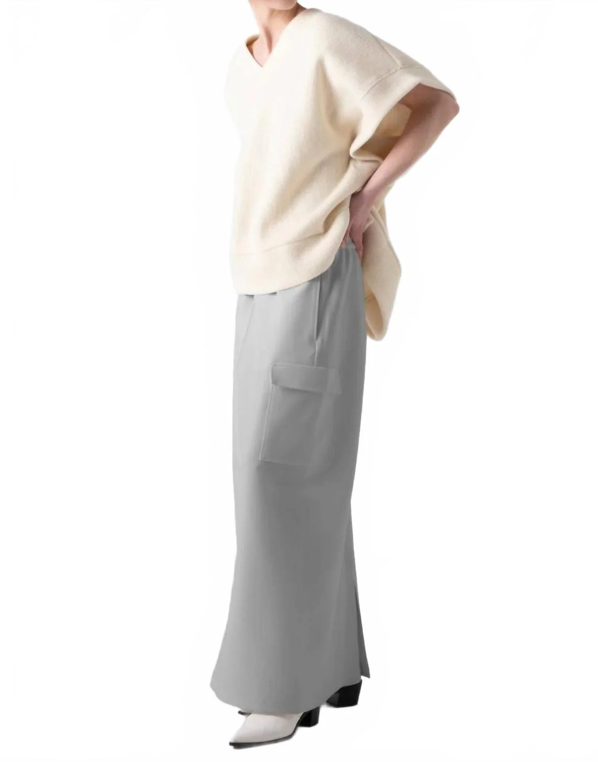 Khloe Long Cargo Skirt In Gray