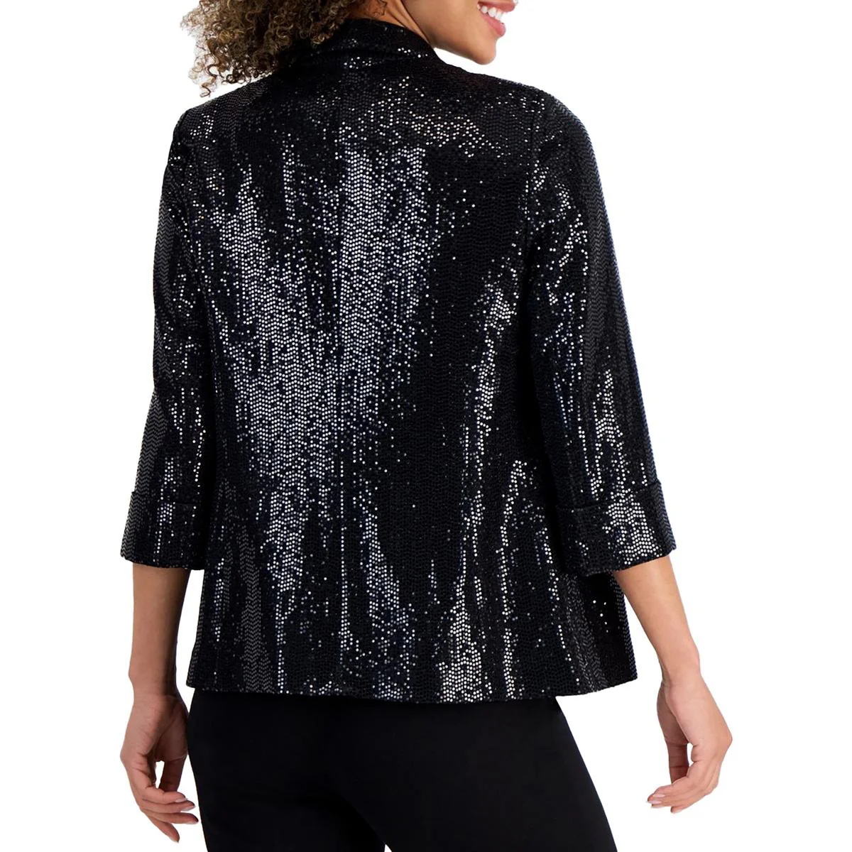 Womens Shoulder Pads Nylon Open-Front Blazer