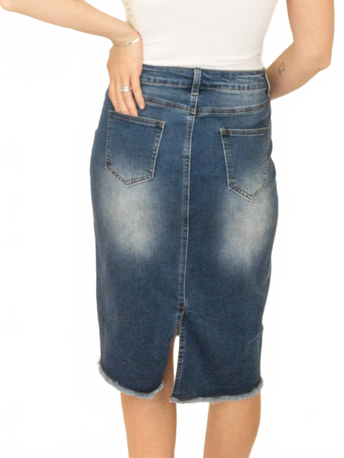 Denim Midi Skirt In Blue