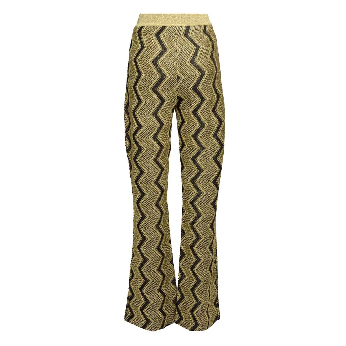 Gold Lamé Chevron Viscose Flare Pants
