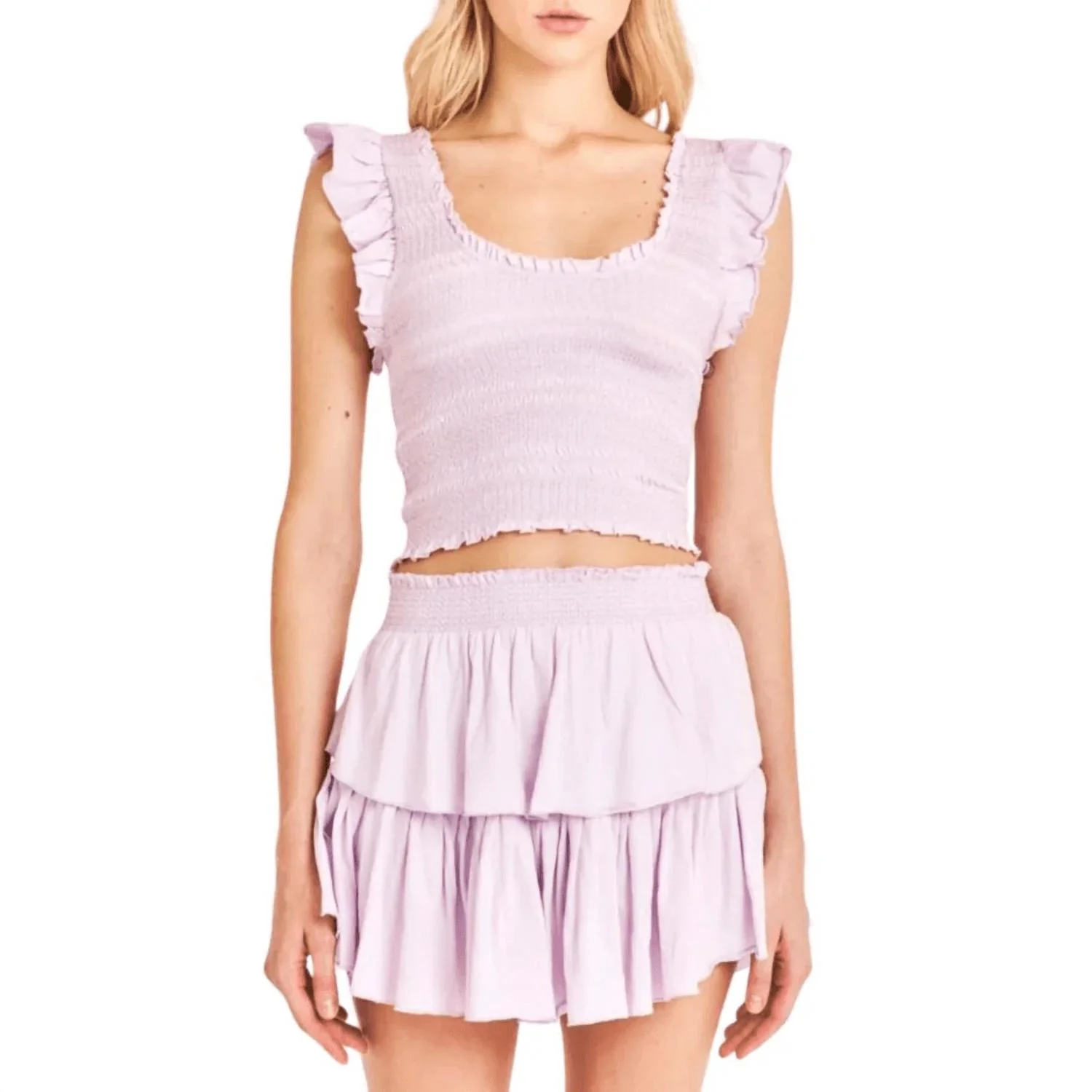 Ruffle Mini Skirt In Lilac