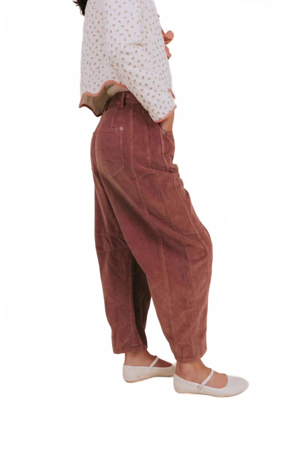 Good Luck Mid Rise Barrel Pants In Withered Rose