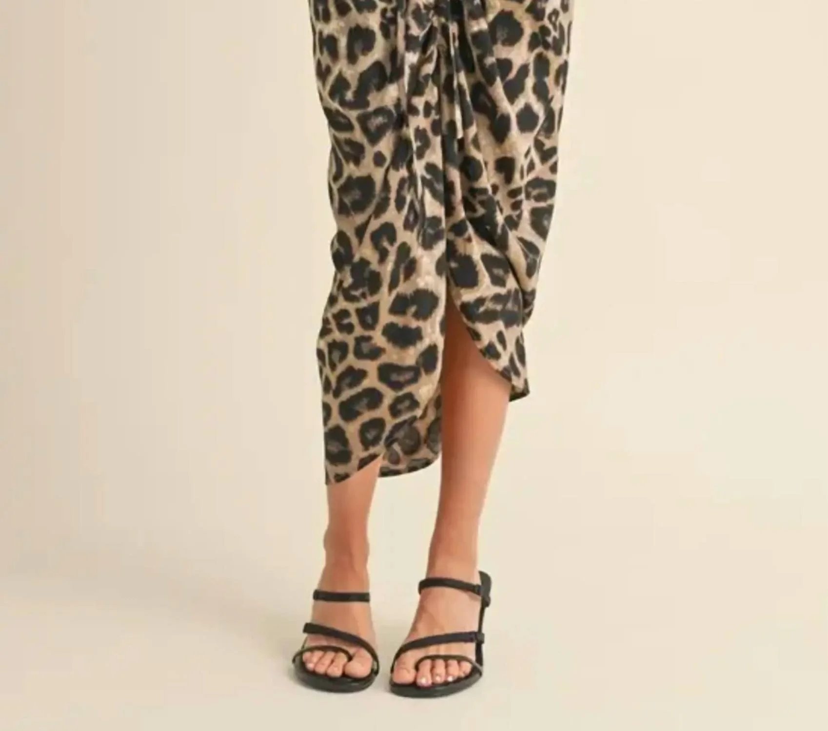 Ruching Leopard Skirt In Brown