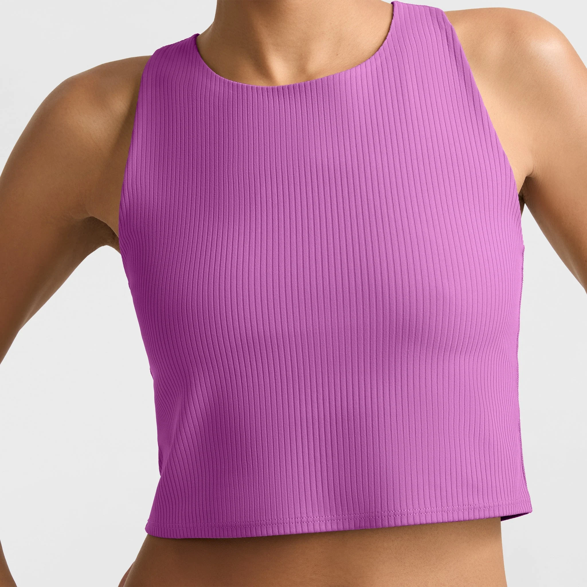 Soft Touch Ribbed Cropped Tank Top, C Logo