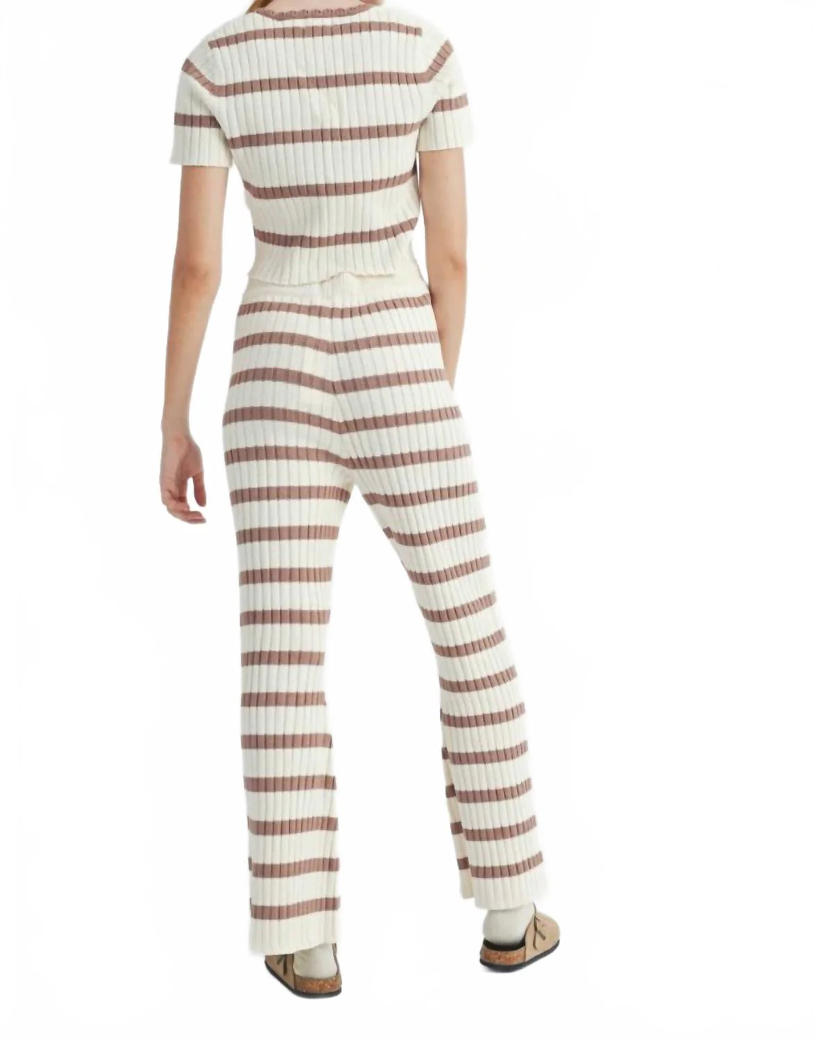 Women's Striped Set In Mocha