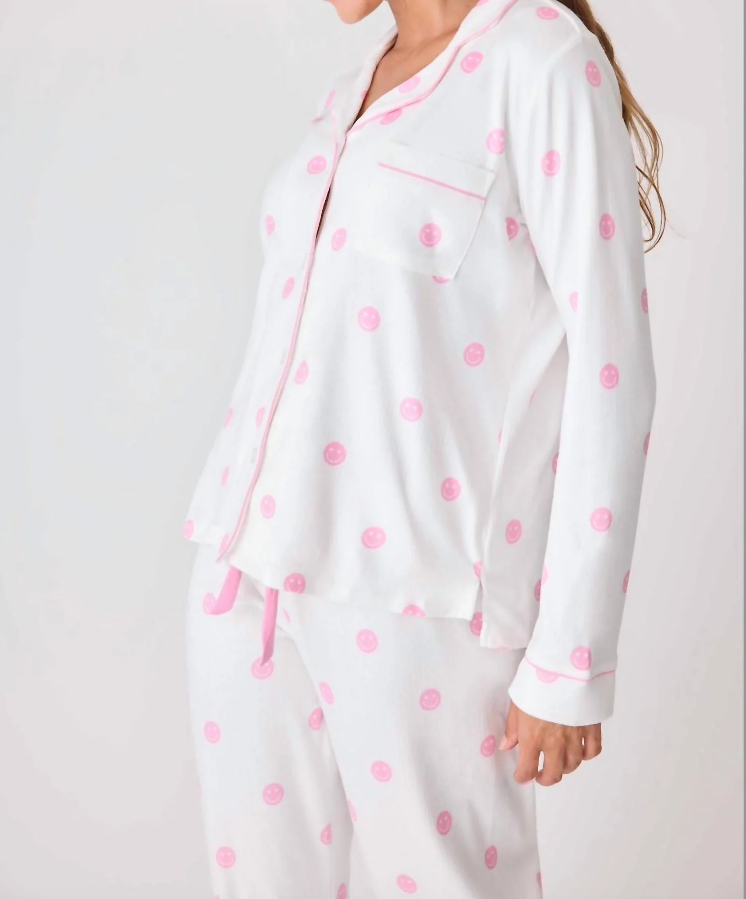 Choose Happy Long Sleeve Top In Ivory