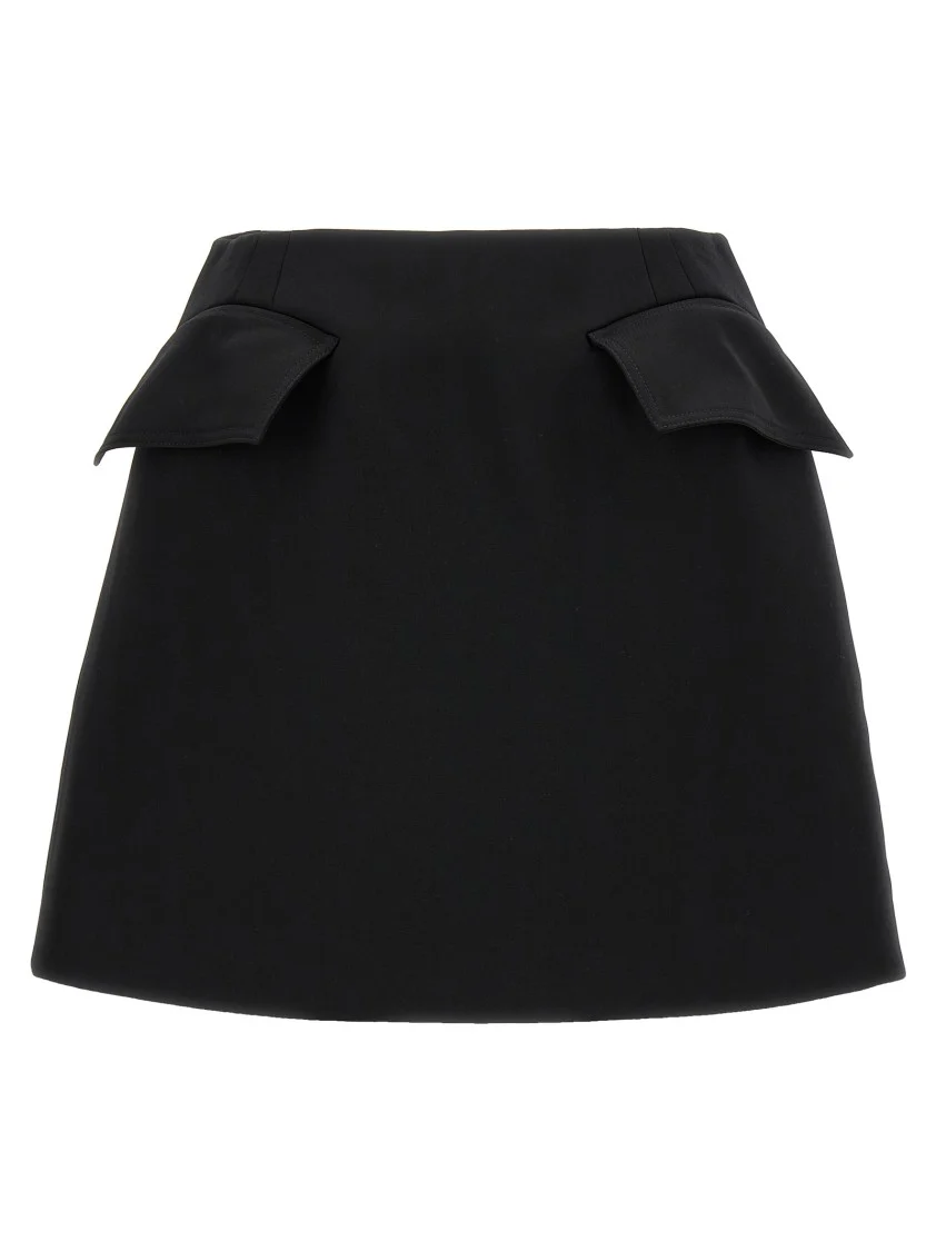 Trompe L'oeil Pockets Wool Mini Skirt