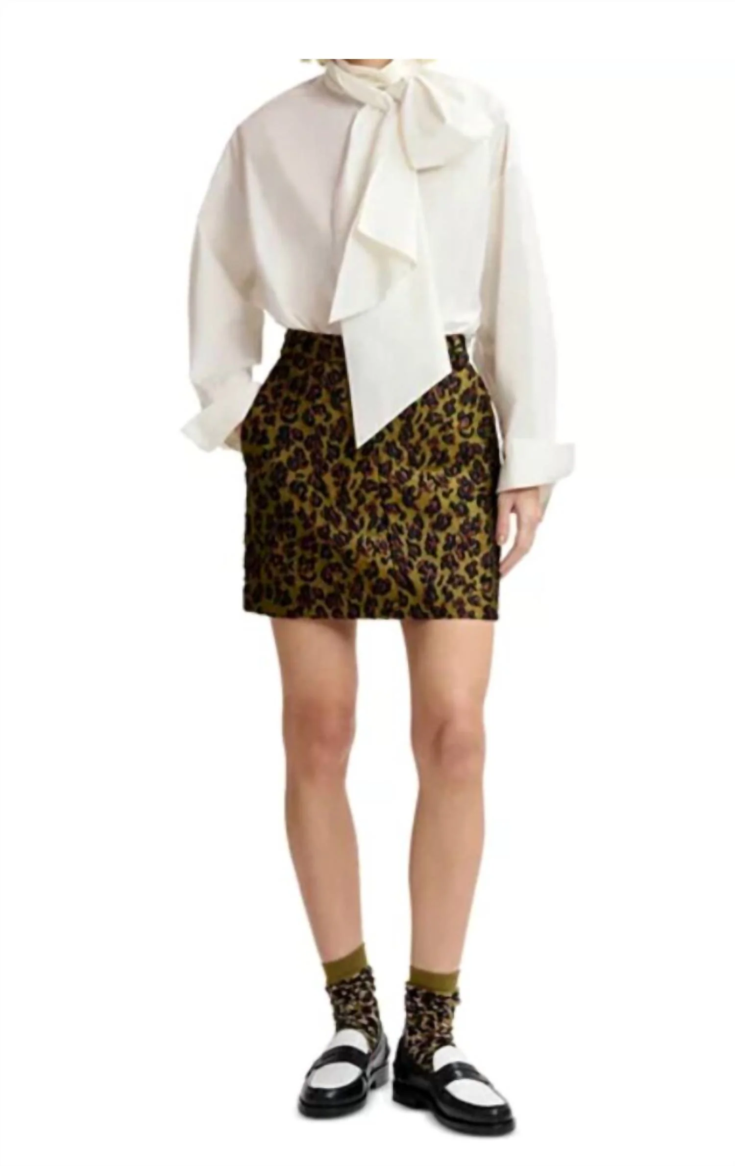 Leopard Jacquard Mini Skirt