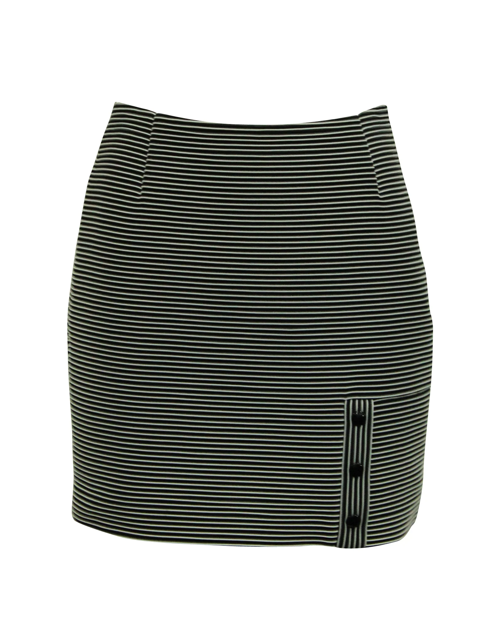 Mugler Striped Pencil Skirt in Black and White Polyamide