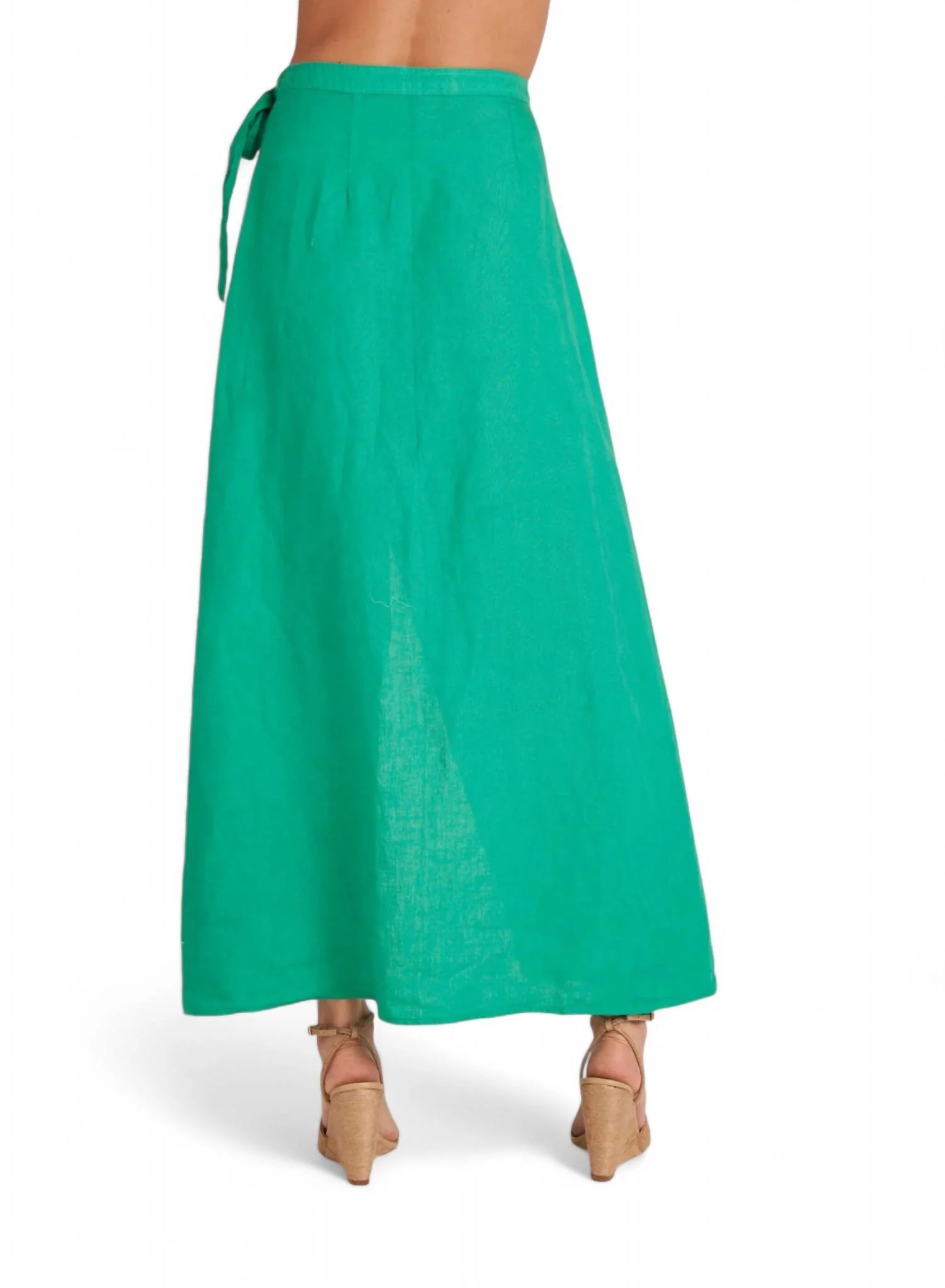 Maxi Wrap Skirt In Tropical Green