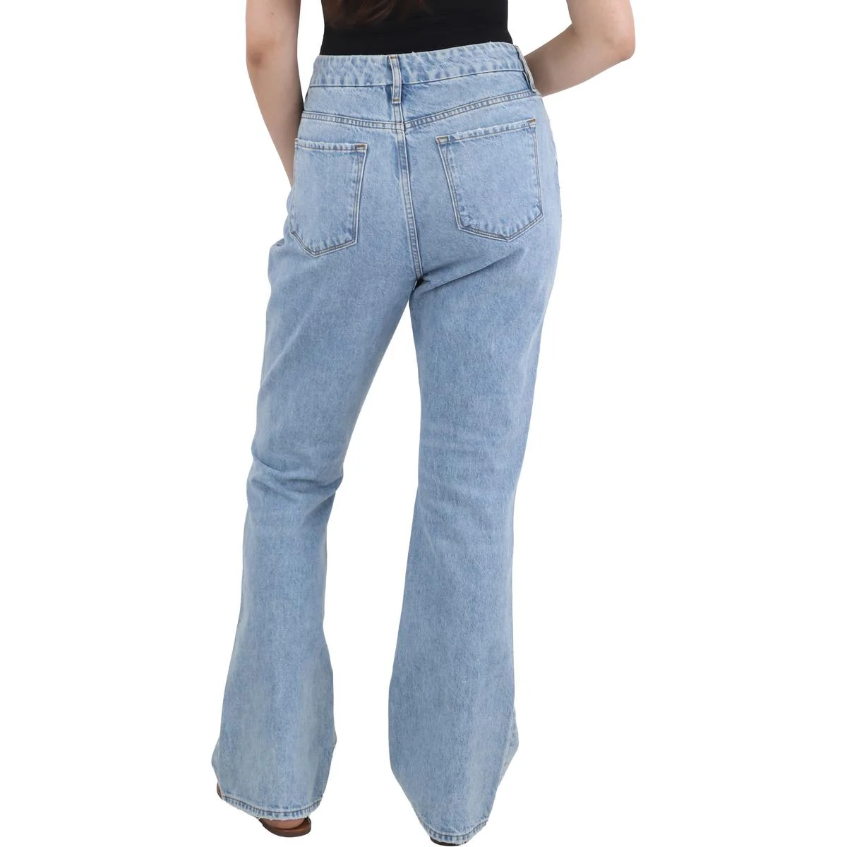 Womens Distressed Denim Bootcut Jeans