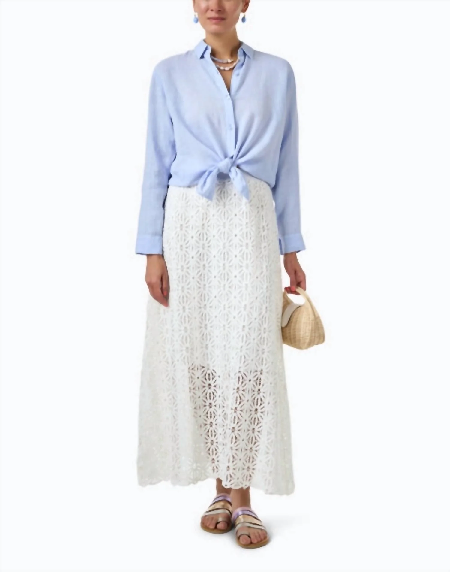 Crocheted Maxi Skirt In White