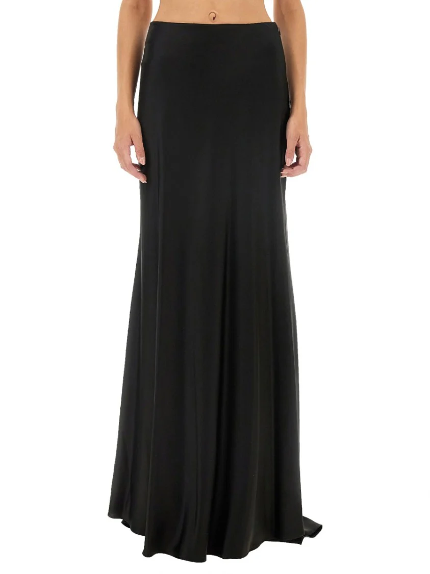 Flowing Black Maxi Skirt With Smooth Finish